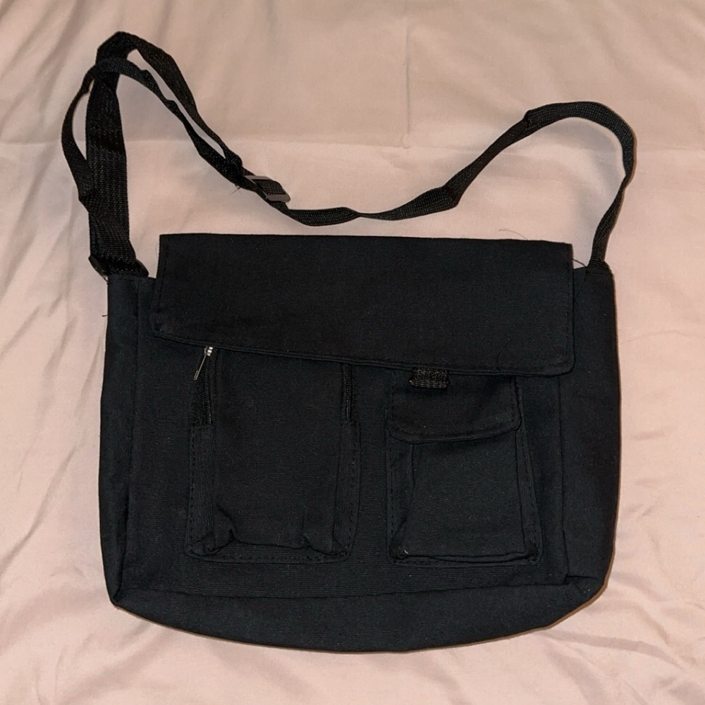 SOLD Black Canvas Crossbody Messenger Bag